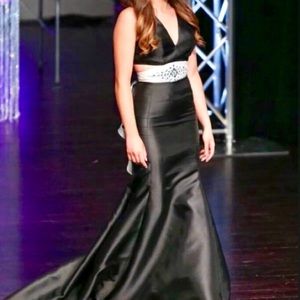 Classic Black and White Pageant / Prom Gown